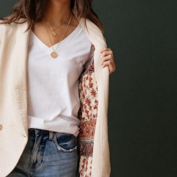 Free People Rowan Blazer Textured Ecru - Picture 2 of 5